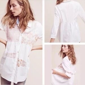 Anthropologie Maeve Patchwork button down tunic size small EUC